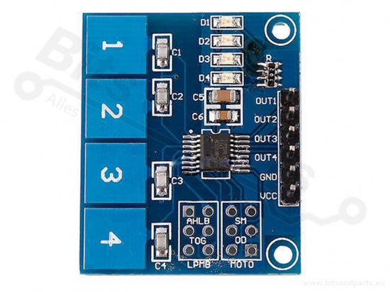 Aanraak-/touchsensor capacitief TTP224 met 4 knoppen